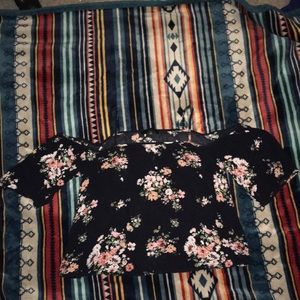 Floral Crop top tank top with open shoulders